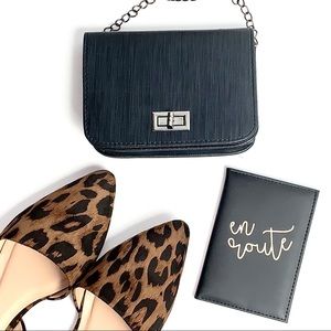 Small Black Faux Patent Leather Crossbody